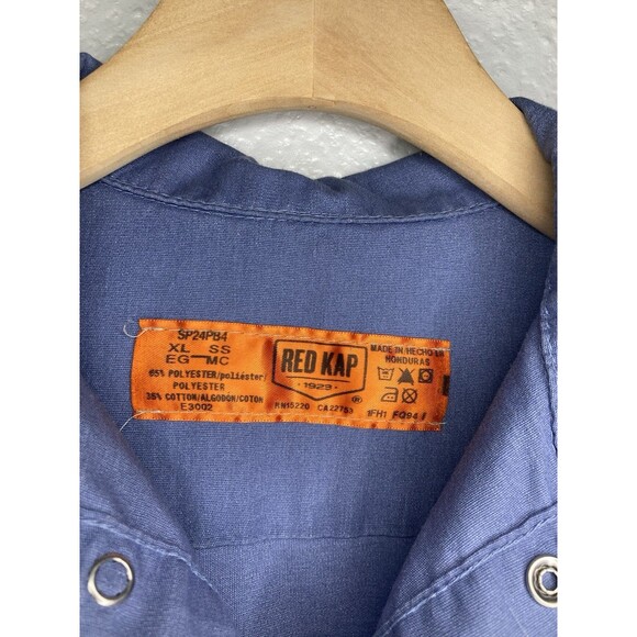 Red Kap Work Uniform Shirt XL Blue Short Sleeve Front Pockets Industrial - Picture 5 of 5